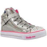 Skechers Shuffles girls\'s Children\'s Shoes (High-top Trainers) in Silver