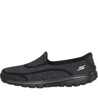 SKECHERS Womens Go Walk 2 Super Sock Trainers Black/Black