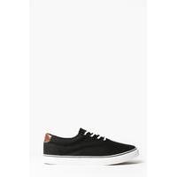 Skater Style Canvas Lace Up Plimsolls - black