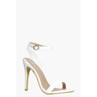 Skinny Strap 2 Part Heels - white