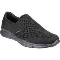 skechers equalizer double play mens slip ons shoes in black