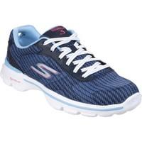 skechers go walk 3 fitknit womens shoes trainers in blue