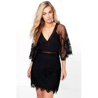 skye boutique crochet wide sleeve dress black