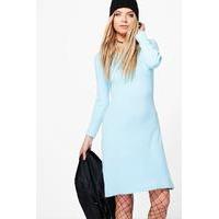 Skinny Fit Bodycon Knitted Dress - blue