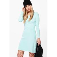 Skinny Fit Bodycon Knitted Dress - green