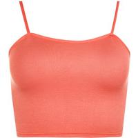 Skyla Basic Strappy Cami Crop Top - Coral