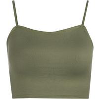 skyla basic strappy cami crop top khaki