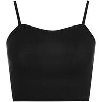 Skyla Basic Strappy Cami Crop Top - Black