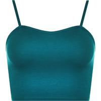 skyla basic strappy cami crop top teal