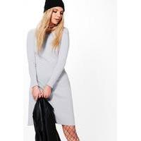 Skinny Fit Bodycon Knitted Dress - grey