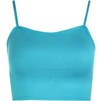 skyla basic strappy cami crop top turquoise