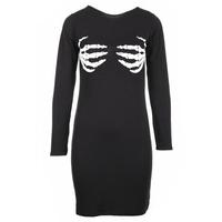 Skeleton Hands Bodycon Mini Dress - Size: Size 8-10