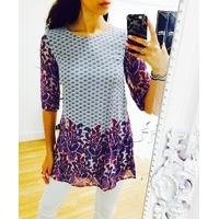 Sky printed longline blouse