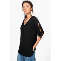 Skye Tie Sleeve T-Shirt - black