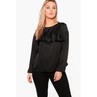 skye ruffle front blouse black