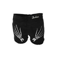 Skeleton Hands Denim Hot Pants - Size: Waist 34"