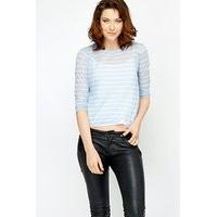 Sky Blue Fine Knit Stripe Top