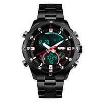 Skmei Men\'s Stainless Steel Multifunction Dual Time Zones Sports Wrist Watch 30m Waterproof Cool Watch Unique Watch
