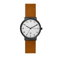 Skagen Mens Ancher Light Brown Leather Strap Watch SKW6297