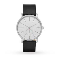 skagen mens black leather strap watch skw6274