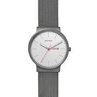 Skagen SKW6321 Men\'s Ancher Day Date Bracelet Strap Watch, Gunmetal/White