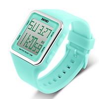 SKMEI Women\'s Candy Color Silicone Square LCD Digital Sports Strap Watch Cool Watches Unique Watches