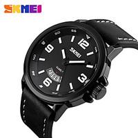 SKMEI Fashion Casual Quartz Watch Man Waterproof Sports Military Leather Strap Wrist watches