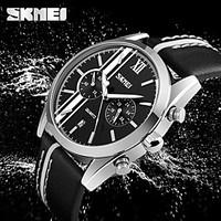 SKMEI Men\'s Dress Watch Fashion Watch Japanese Quartz Calendar Water Resistant / Water Proof Stopwatch Leather Band Cool Casual Black