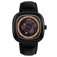 Skmei Men\'s Dress Genuine Leather Strap Quartz Wrist Watch 30m Waterproof Assorted Colors
