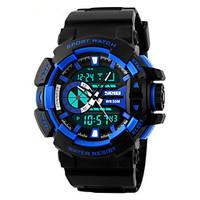 Skmei Men\'s Big Size Dial Dual Time Zone Outdoor Sports LED Wrist Watch 50m Waterproof Assorted Colors Cool Watch Unique Watch