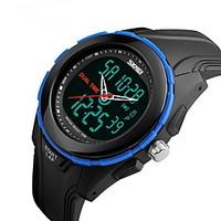 SKMEI Men\'s Sport Watch Digital LCD Calendar Water Resistant / Water Proof Dual Time Zones Alarm Stopwatch Rubber Band Cool