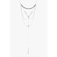 skinny bar statement plunge necklace rose gold