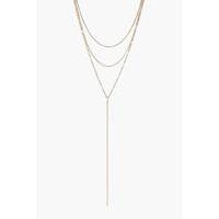 Skinny Layered Plunge Necklace - gold