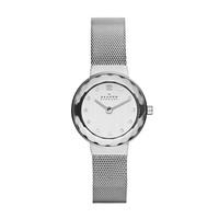 skagen leanora ladies stone set stainless steel mesh bracelet watch