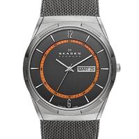 Skagen Titanium Grey Mesh Black And Orange Watch SKW6007