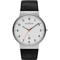 Skagen Mens Steel Black Strap White Dial with Date Watch SKW6024