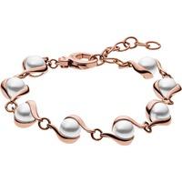 skagen ladies agnethe rose gold plated simulated pearl bracelet skj061 ...