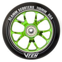 slamm 110mm v ten ii aluminium core scooter wheel blackgreen