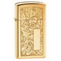 slim high polish brass venetian zippo lighter