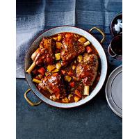 Slow-Cooked Lamb Shanks with Honey-Roast Root Vegetables