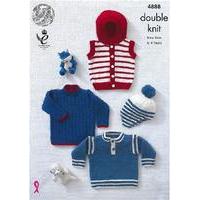 sleeveless hoody sweaters and hat in king cole dk 4888