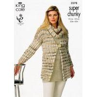 slip stitch jackets and snood in king cole gypsy super chunky 3578