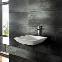 Sleek and stylish Agio Pure White Solid Surface 42.5cm x 42.5cm Square Countertop Basin
