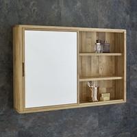 Sliding Door 80cm Wide Solid Oak Mirror Bathroom Cabinet and Shelves