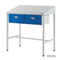 sloping top workstation with 2 drawers 1060mm h x 1000mm w x 460mm d