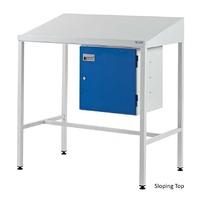 Sloping Top Workstation With Cupboard 1060mm H x 1000mm W x 600mm D