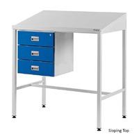 Sloping Top Workstation, Triple Drawer 1060mm H x 1000mm W x 460mm D
