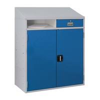 Sloping Top Workdesk With Security Cupboard 1100mmH x 920mmW x 450mmD