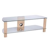 Sligo Glass LCD TV Stand In Clear And Light Oak With Undershelf