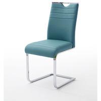 slash dining chair in petrol pu with chrome cantilever frame